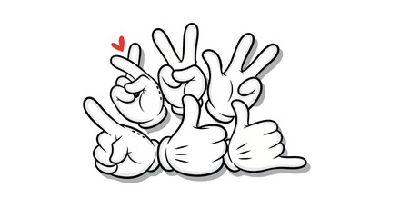 Obraz premium Three cartoon hands giving thumbs up gesture.