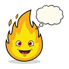 Happy fire emoji with thought bubble