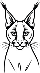 Obraz premium Black and white of a lynx face with large ears and whiskers