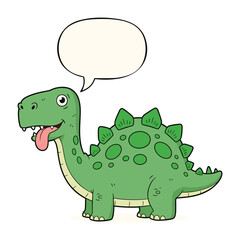 Obraz premium Cartoon dinosaur with speech bubble