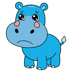 Cute little crying hippo character