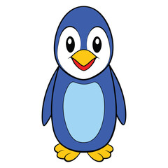 Adorable blue penguin character with big eyes