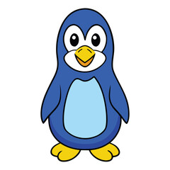 Adorable blue penguin character with big eyes