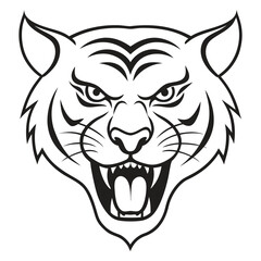 Obraz premium Angry tiger head vector line art