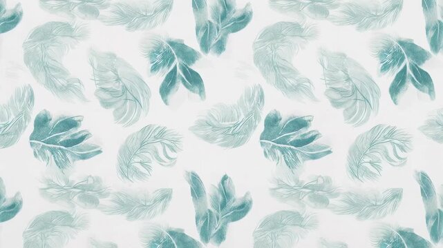 A soft, delicate pattern of scattered, ethereal feathers in muted blue tones