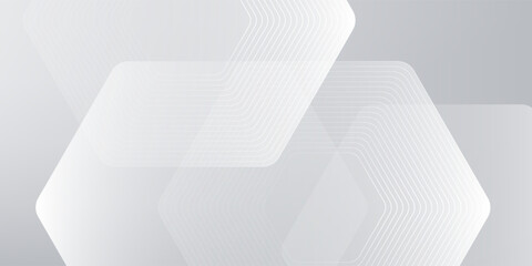 White abstract glowing geometric hexagon lines with technology digital hi-tech concept background