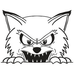 Angry Fox Outline Art