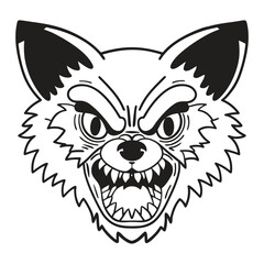 Angry Fox Outline Art