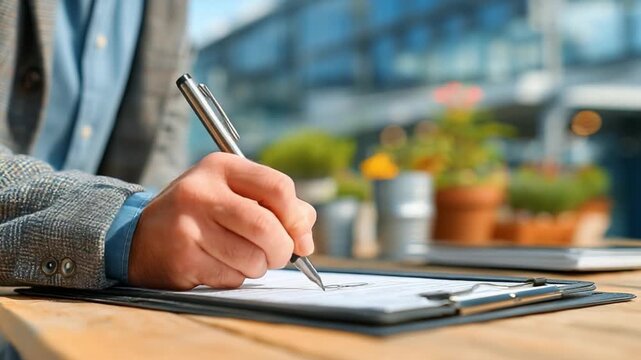 Focused Composition: The shot hones in on a hand meticulously writing on paper, creating a sense of concentration and purpose. The soft focus in the background adds to the clean feel.