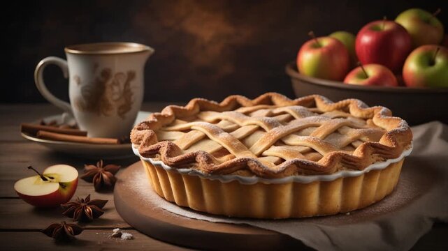 Delicious Homemade Apple Pie with Cinnamon and Spices for Thanksgiving Dessert
