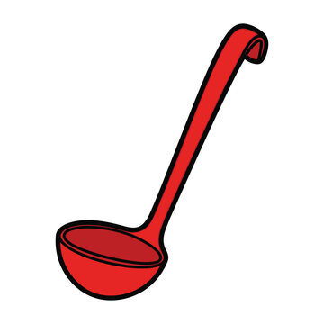 Red ladle with long handle