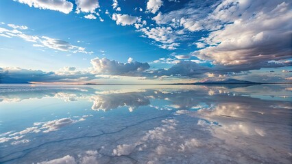 Fototapeta premium Sky reflected on ground like liquid crystal