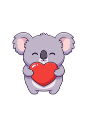 Fototapeta premium koala holding heart, koala sending love, romantic koala emotion, heart holding koala, loving koala character, affectionate animal, gentle love symbol, romantic animal theme, caring koala gesture, swee