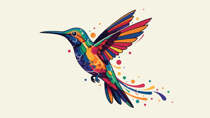 Vibrant Abstract Hummingbird in Flight.