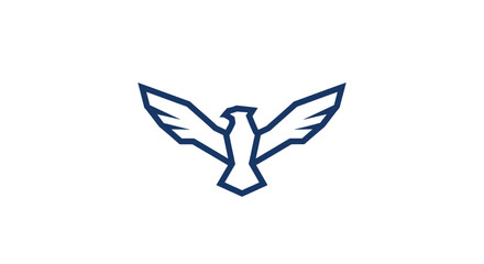 Fototapeta premium Abstract Geometric Blue Eagle or Bird Logo Flying Spreading Wings on Isolated White Background