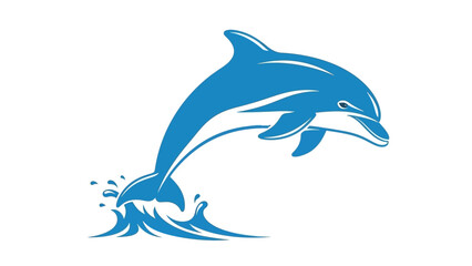 Obraz premium Jumping Dolphin Silhouette Icon Blue Water Splash Vector