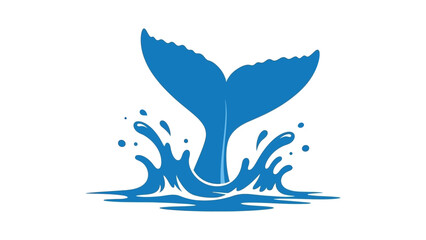 Blue whale tail splashing water, ocean wildlife, isolated on white background © ellisa_studio
