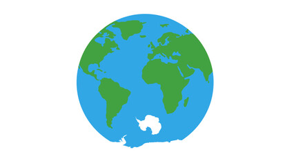 Fototapeta premium Earth Globe Icon with Continents and Antarctica - Global Planet Illustration