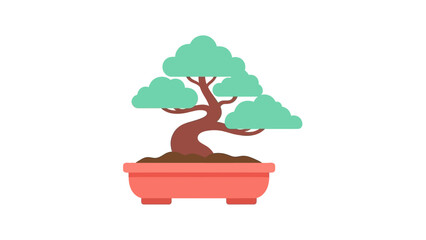 Bonsai Tree Icon Flat Design