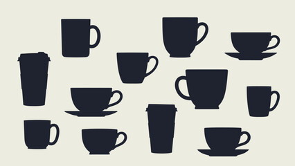 Collection of Coffee Cup Silhouettes - Various Styles