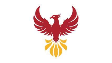 Fototapeta premium Fiery Phoenix Bird Icon Silhouette - Symbol of Rebirth and Strength