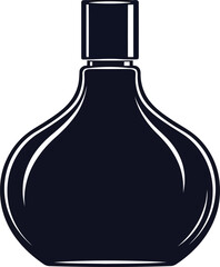 Naklejka premium Perfume bottle silhouette with elegant round body and square cap vector illustration for luxury fragrance branding and beauty design