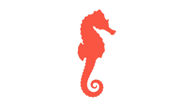 Coral Seahorse Silhouette Icon Vector Illustration