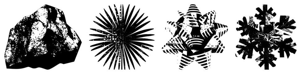 Obraz premium Abstract Geometric Shapes in High Contrast Black and White Vector Art