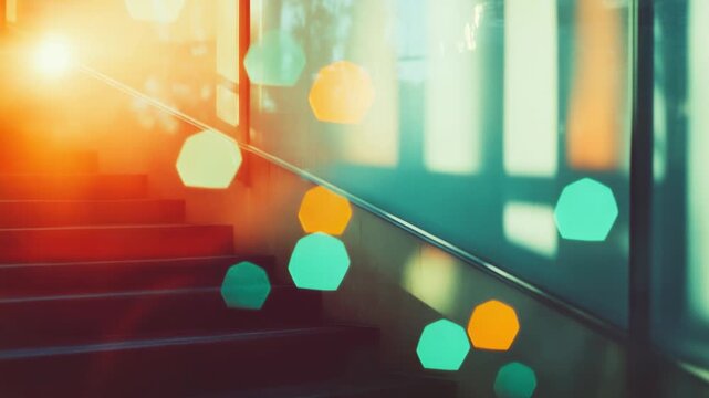 Video A person walking down a staircase, compact and straightforward description