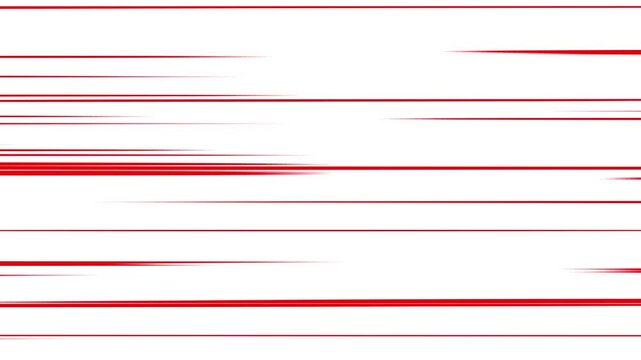 Red speed line animation effect for overlay.  Horizontal Speed Lines loopable moving animation. Fast Speed line Loop white and red Horizontal.