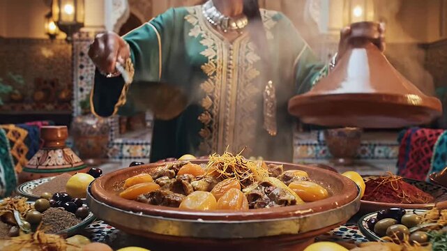 Woman preparing traditional dish for dining indoor scene