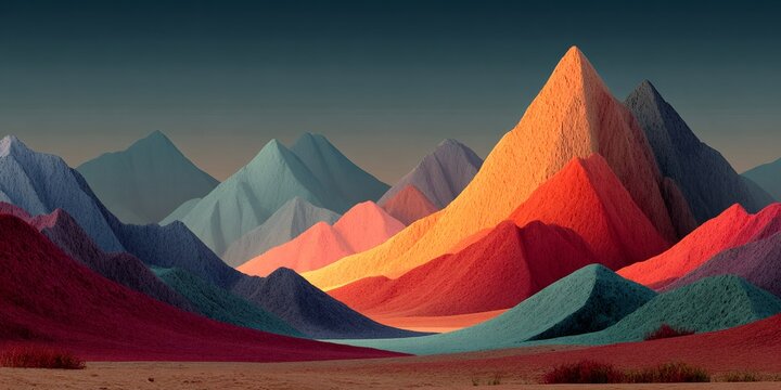 Abstract colorful geometric mountains vibrant desert landscape