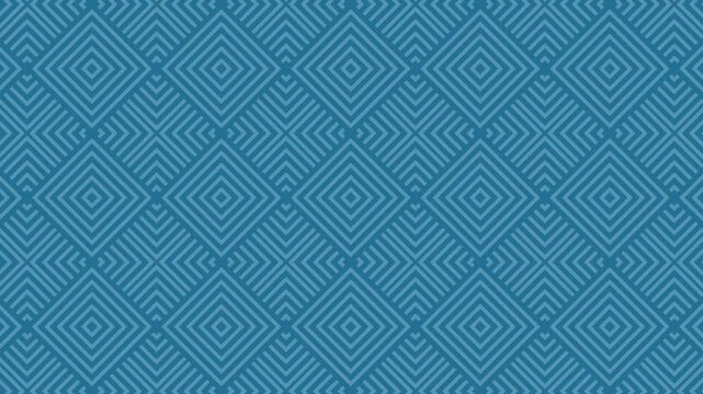 Seamless geometric pattern with concentric diamonds and chevron accents in calming blue tones for