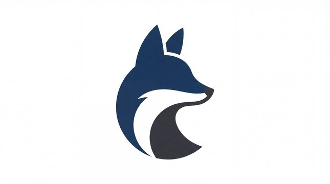 Stylized profile of a fox with pointed ears on white background animal