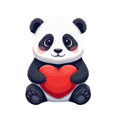 Obraz premium panda in love holding heart, valentines day panda, panda love character, romantic panda expression, heart holding panda, sweet animal love, panda affection theme, love message panda, gentle romantic m