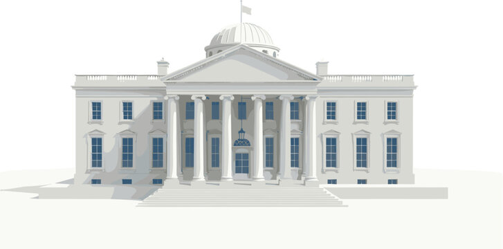 Government Building Illustration with Classical Architecture, Columns, and Dome Representing Politics, Public Administration, State Institutions, and Official Landmark Concepts