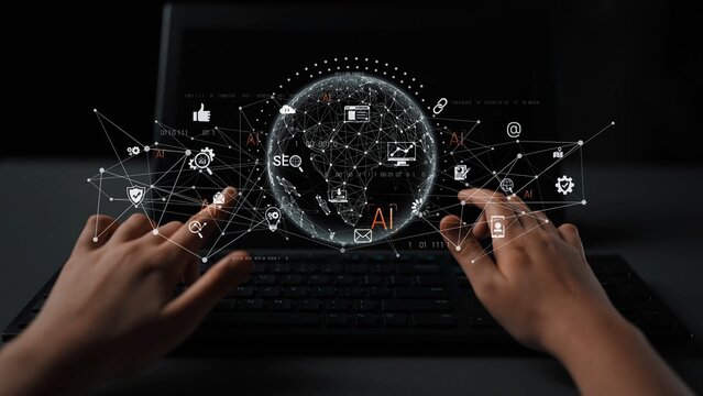 Global AI network showing connection between AI, global, and network elements across the digital world and data infrastructure Marrow - Powered by Adobe