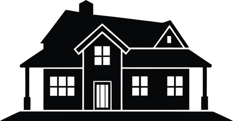 Minimal vector silhouette of a duplex house modern residential building icon Vector illustration