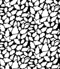 Seamless leave pattern monochrome illustration in black background