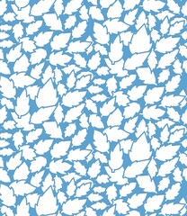 Seamless leave pattern monochrome illustration in blue cyan background