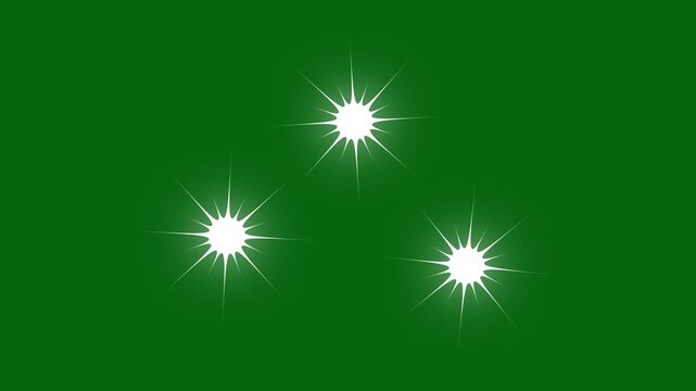 Sparkle star twinkle animation with white cartoon doodle stars glowing gently and shimmering glitter particles on green screen background smooth loop 4K