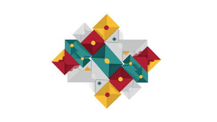 Geometric Arrangement of Colorful Envelopes with Shadows vector illustration