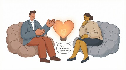 Couple in Therapy Session Discussing Relationship Issues and Emotional Connection