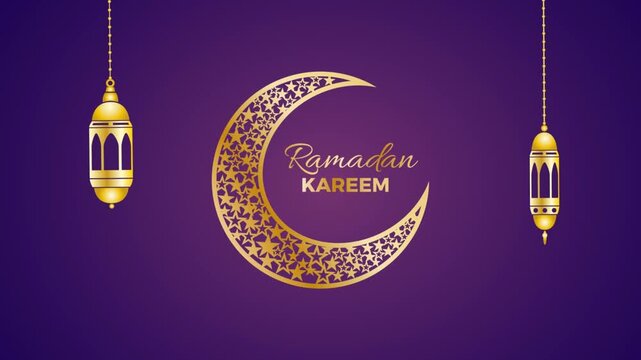 Ramadhan mubarak islamic design concept with hanging ramadan candle lantern, Abstract background animation 4K