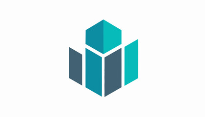 Obraz premium Abstract Geometric Building Symbol For Company, Brand, Construction, Real Estate Icon