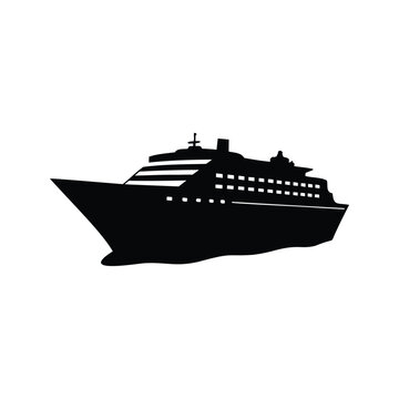 Elegant cruise ship silhouette vector illustration design, A sleek and sophisticated cruise ship silhouette vector illustration