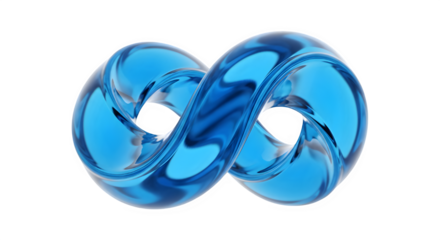 Shiny blue interlocking rings isolated on transparent background