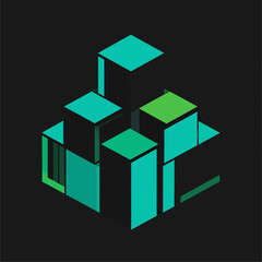 Obraz premium Abstract Geometric Composition With Teal Blocks For Creative Graphic Design Ideas