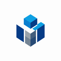 Abstract Geometric Cube Composition For Business With Layers And Dynamic Perspective Concept