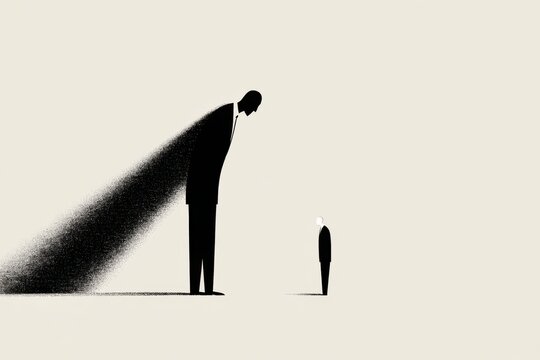 Surreal illustration of shrinking silhouette representing imposter syndrome concept